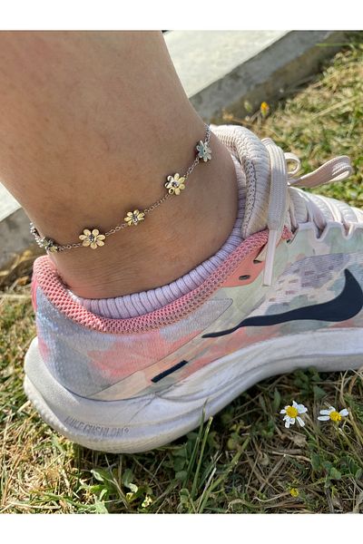 kurukafagift Steel Anklet Adjustable Flower Daisy Model