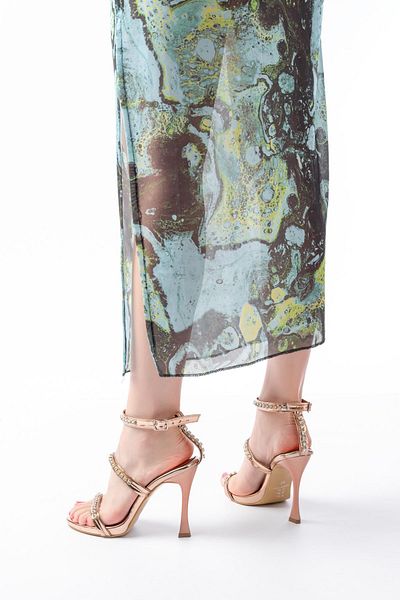 İnfon Ayakkabı Marketi A-40 Rose Stone Platform Heeled Women's Shoes
