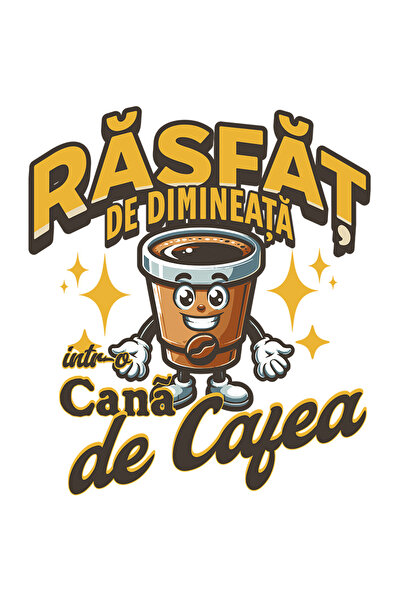 StoryGift Romania Sticker Adeziv 90CM Adeziv Rasfat de dimineata, intr-o cana de cafea cu Margini Albe, PVC Vin