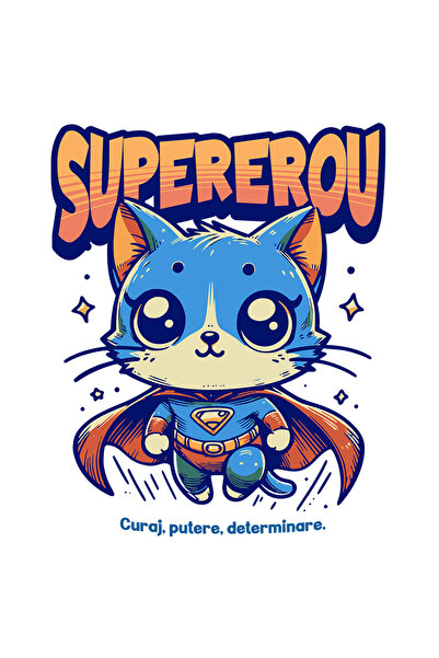 StoryGift Romania Sticker Adeziv 90CM Super Erou, SuperErou, Pisica Zburand c...