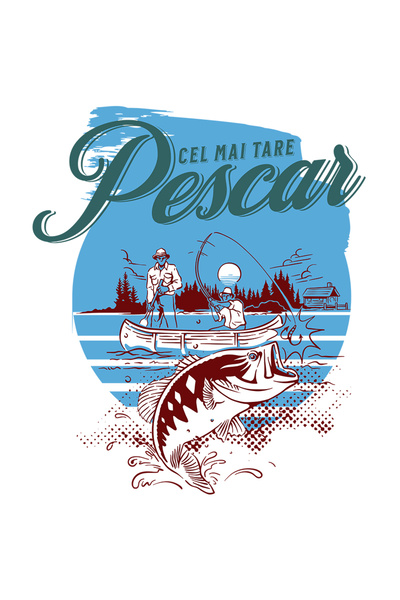 StoryGift Romania Sticker Eticheta 40CM Adeziv Tatal-pescar familie aventura iubitorii de peste cu Margini Albe,