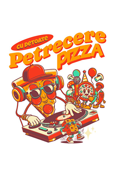 StoryGift Romania Sticker Autocolant 70CM Adeziv petrecere pizza cu de toate ...