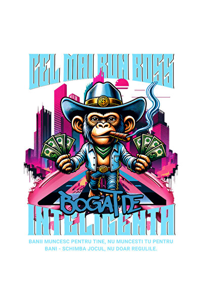 StoryGift Romania Sticker Autocolant 70CM CEL MAI BUN BOSS cu Margini Albe, P...