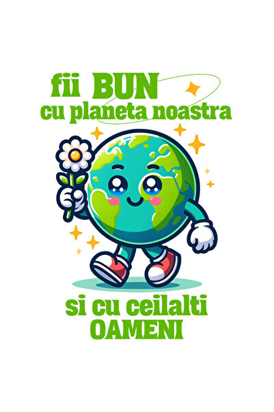 StoryGift Romania Sticker Eticheta 40CM Fii Bun cu Planeta Noatra si Cu Ceila...