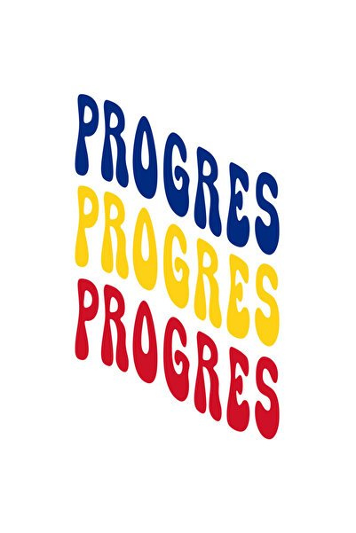 StoryGift Romania Sticker Eticheta 50CM Cuvantul Progres, in Culorile Steagul...