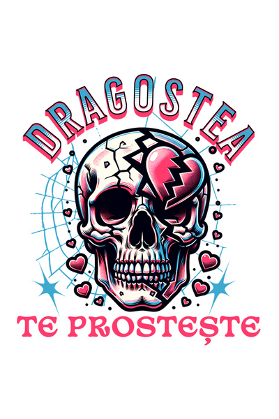 StoryGift Romania Sticker Autocolant 70CM Adeziv Craniu Uman Text Haios Drago...