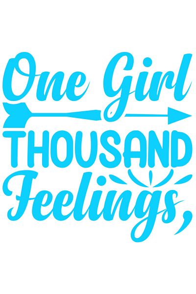 StoryGift Romania Sticker Eticheta 50CM Exterior cu o sageata si textul "One girl, thousand feelings" - o fata o