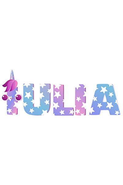 StoryGift Romania Sticker Adeziv 90CM Cu Numele Iulia, Unicorn, Printesa, Fai...