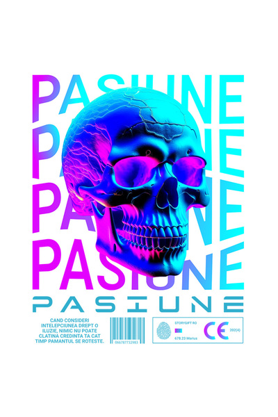 StoryGift Romania Sticker Autocolant 70CM Pasiune - Craniu cu Margini Albe, P...