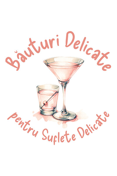 StoryGift Romania Sticker Autocolant 70CM Adeziv Bauturi delicate pentru suflete delicate martini cu Margini Alb