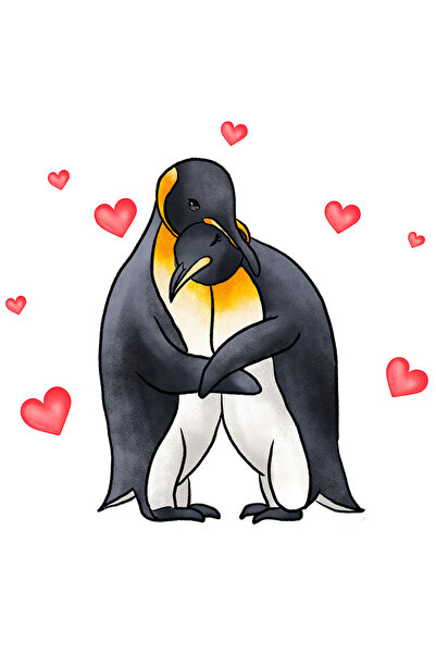 StoryGift Romania Sticker Eticheta 40CM cu 2 pinguini care se imbratiseaza, i...