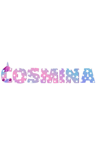StoryGift Romania Sticker Adeziv 90CM Cu Numele Cosmina, Unicorn, Printesa, F...