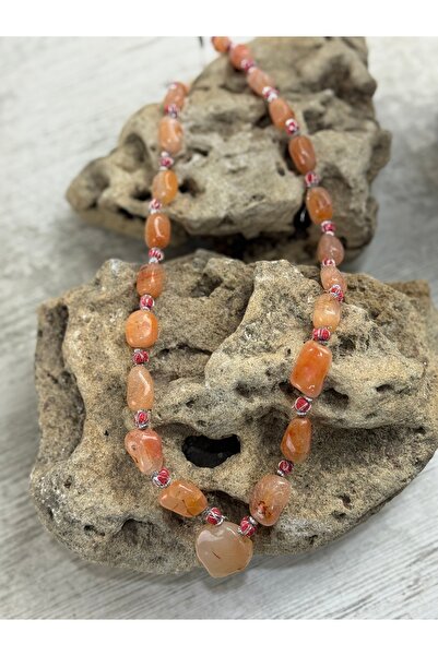 SEDEF TAKI Turuncu taş kolye