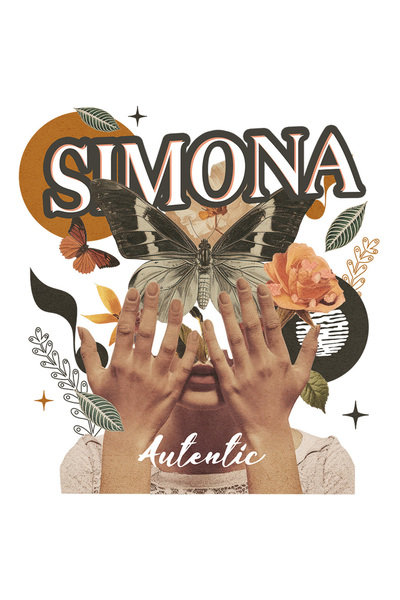 StoryGift Romania Sticker Adeziv 90CM Cu Numele Simona, Colaj Fata, Fluture, ...