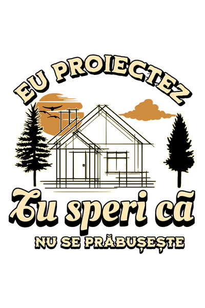 StoryGift Romania Sticker Eticheta 40CM Adeziv Mesaj Arhitect Eu proiectez, t...