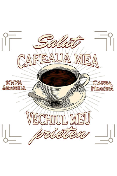 StoryGift Romania Sticker Eticheta 50CM Adeziv Salut, cafeaua mea – vechiul m...