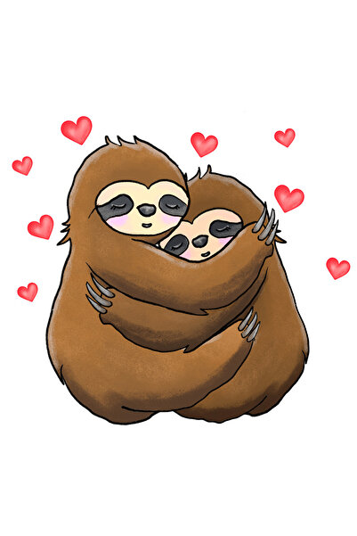 StoryGift Romania Sticker Autocolant 70CM cu 2 sloths/lenesi care se imbratis...