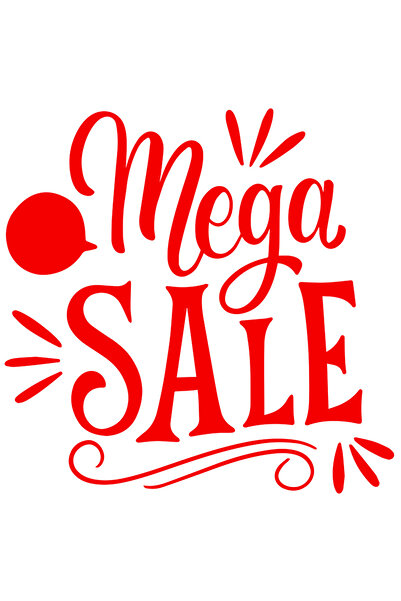 StoryGift Romania Sticker Autocolant 70CM Exterior cu textul "Mega sale" - reduceri uriase ieftine , Vinyl Rosu,