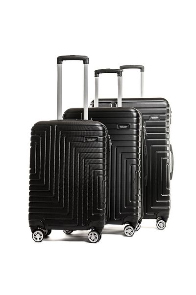 Travel POLO Trolley Set, TRAVEL POLO, ABS, A1004, Black, 3 pieces of suitcases with sizes, S-M-L