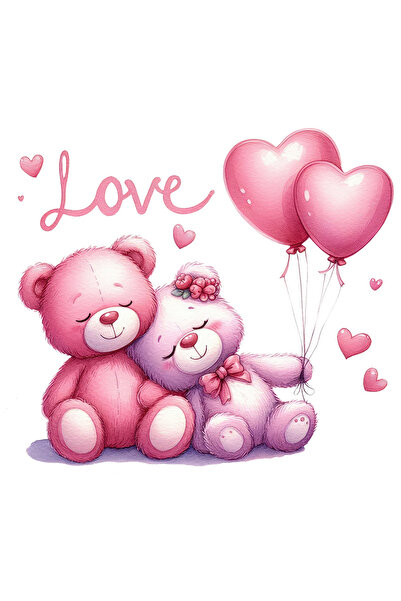 StoryGift Romania Sticker Eticheta 40CM cu 2 ursuleti, ilustratie, baloane in...