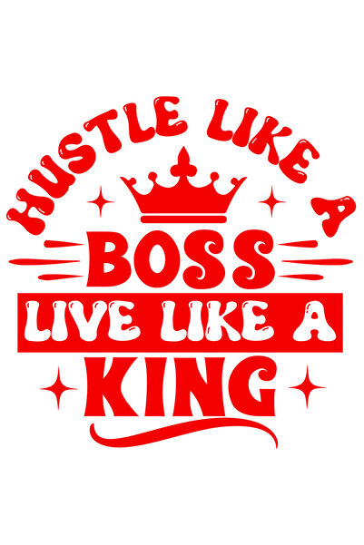 StoryGift Romania Sticker Eticheta 40CM Exterior cu mesajul "Hustle like a boss, live like a king" - castiga ban