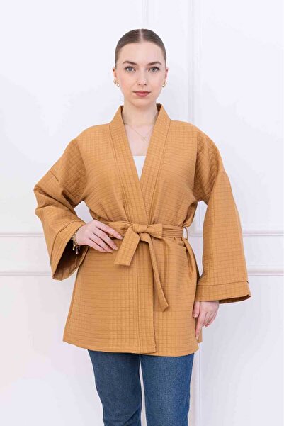 COTTOWOO Kapitone Kimono Ceket Kuşaklı