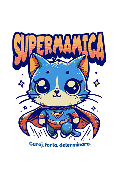 StoryGift Romania Sticker Eticheta 50CM Super Mamica, SuperErou, Pisica Zbura...