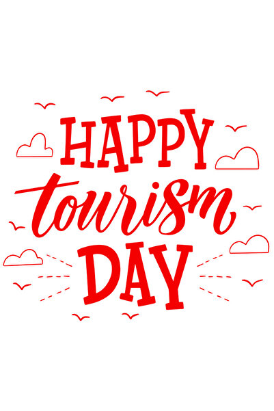StoryGift Romania Sticker Exterior cu urarea in engleza "Happy tourism day" - zi de turism fericita , Vinyl