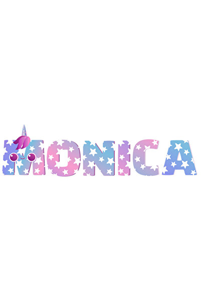 StoryGift Romania Sticker Autocolant 70CM Cu Numele Monica, Unicorn, Printesa...