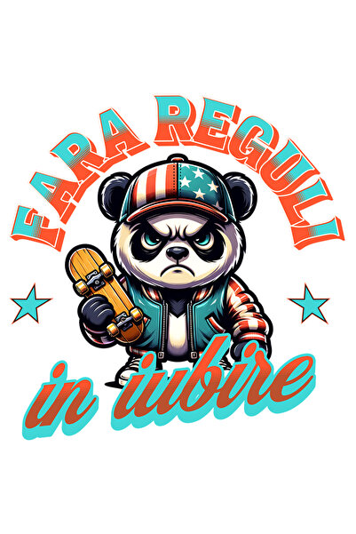 StoryGift Romania Sticker Adeziv 90CM Adeziv Urs panda skater suparat fara re...