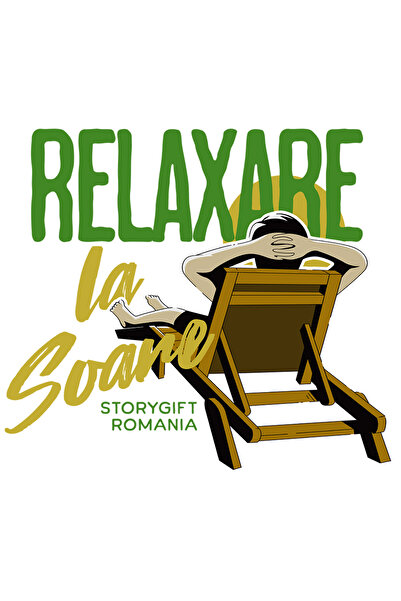 StoryGift Romania Sticker Autocolant 70CM Adeziv relaxare la soare om pe sezlong la plaja soare cu Margini Albe,