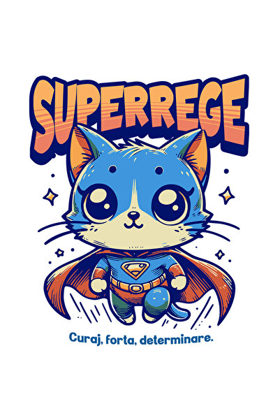 StoryGift Romania Sticker Adeziv 90CM Super Rege, SuperErou, Pisica Zburand c...