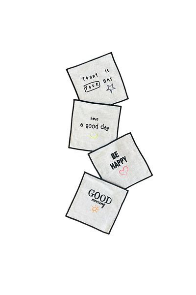 ge living Cocktail Napkins with Positive Energy – Set of 4 (15X15 cm)