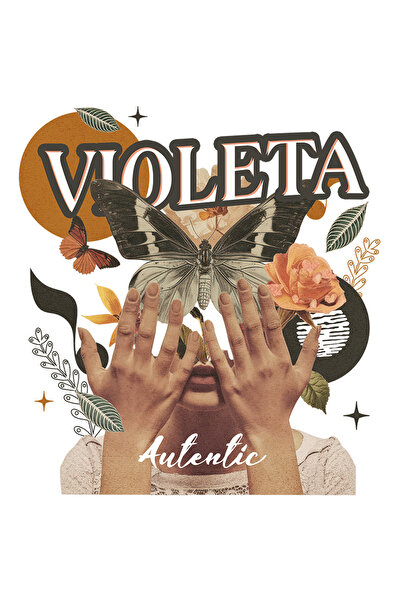 StoryGift Romania Sticker Autocolant 70CM Cu Numele Violeta, Colaj Fata, Flut...