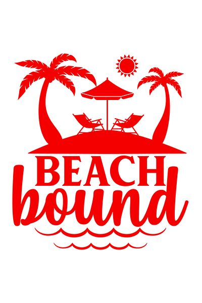 StoryGift Romania Exterior Sticker with beach landscape and the text in English "Beach bound" - related to the beach, Viny