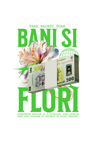 StoryGift Romania Sticker Autocolant 70CM Fara Baieti Doar Bani si Flori cu M...