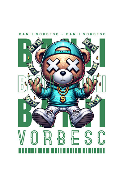 StoryGift Romania Sticker Autocolant 70CM Banii Vorbesc - Urs Bogat cu Margin...