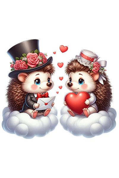 StoryGift Romania Sticker Autocolant 70CM cu 2 arici care stau pe norisori, i...