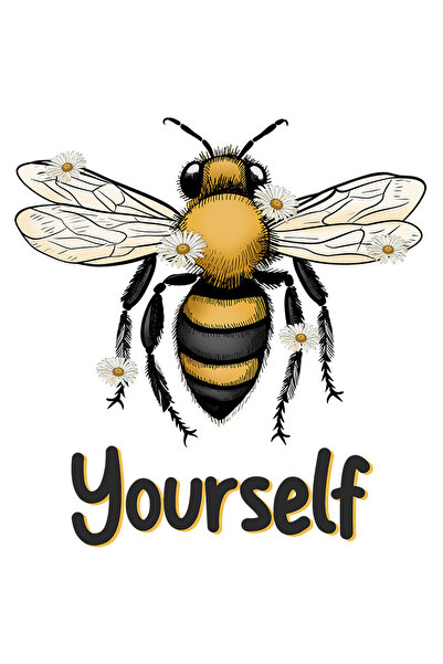 StoryGift Romania Sticker Autocolant 70CM cu albina cu floricele cu mesajul "Yourself", incredere, stima de sine