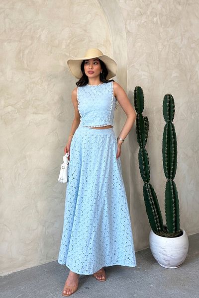 ASEDE Imported Special Design Lace Cotton Scallop Bottom Top Set