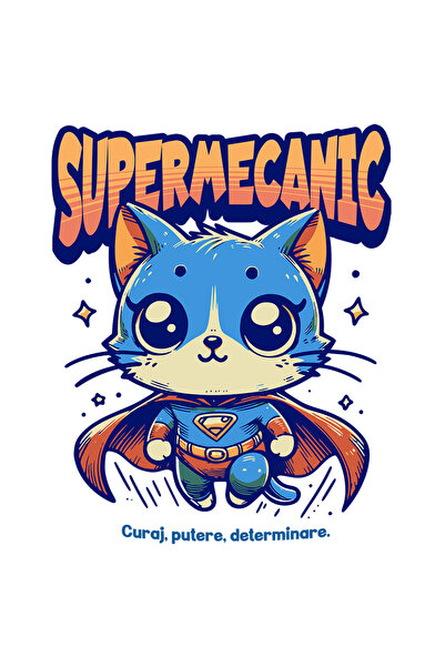 StoryGift Romania Sticker Autocolant 70CM Super Mecanic, SuperErou, Pisica Zb...