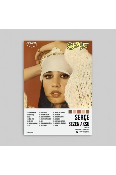 Orendart SEZEN AKSU - SERÇE ALBÜM Albüm Spotify Çerçevesiz Tasarım Poster