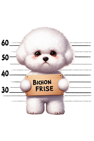 StoryGift Romania Sticker 23 Cm Cu Bichon Frise, Caine, Animal De Companie, Ilustratie, La Inchisoare, Trist, Sper