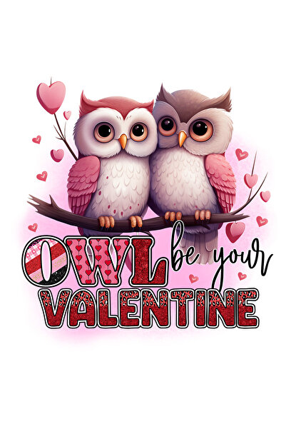 StoryGift Romania Sticker Autocolant 70CM cu 2 bufnite apropiate cu mesajul "Owl be your Valentine", pasari, Val