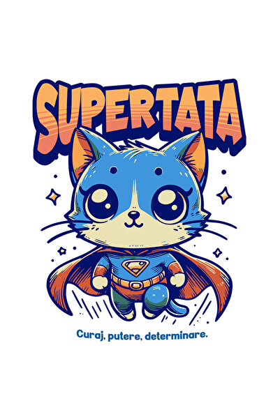 StoryGift Romania Sticker Eticheta 50CM Super Tata, SuperErou, Pisica Zburand...