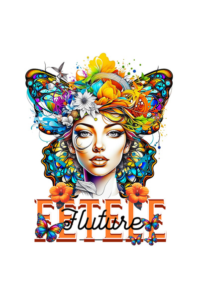 StoryGift Romania Sticker Adeziv 90CM Fetele Fluture cu Margini Albe, PVC Vinyl 90 cm