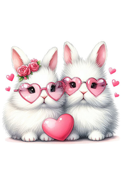 StoryGift Romania Sticker Autocolant 70CM cu 2 iepurasi, ilustratie, apropier...