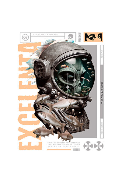 StoryGift Romania Sticker Eticheta 40CM Excelenta - Lumea se Schimba prin Exemplul Tau cu Margini Albe, PVC Viny