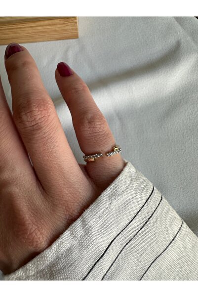 ringbox Çift Renkli Taş Detaylı Serçe Parmak Yüzüğü