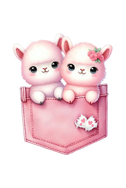 StoryGift Romania Sticker Adeziv 90CM cu 2 Llame micute care stau intr-un buz...